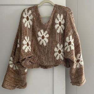 Floral Print Knit Sweater